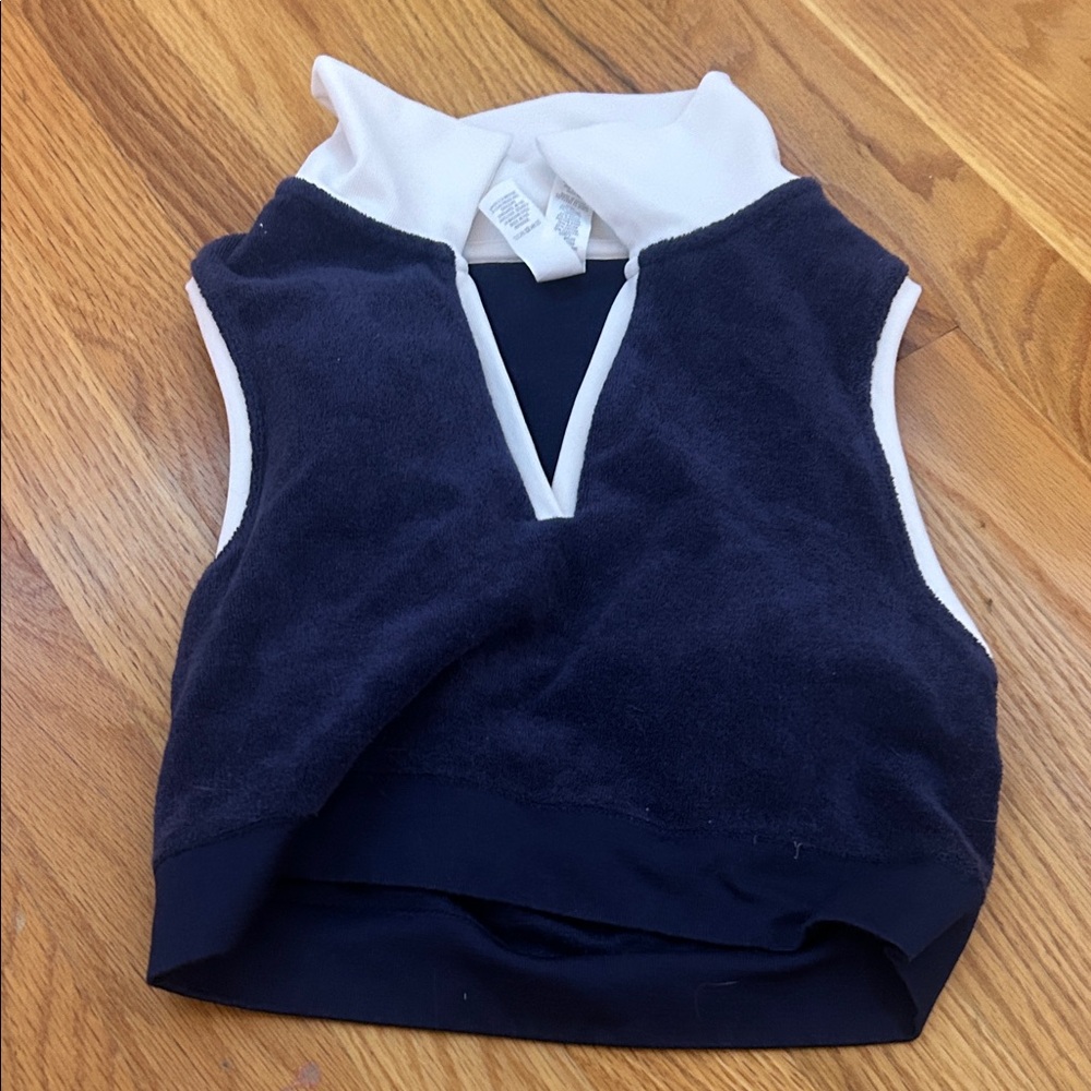 Navy and White Sleeveless Crop Top